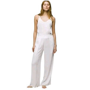 NEW Prana Jumpsuit Womens XS White Fernie‎ Wide Leg Tencel GAUZE Strappy Back
